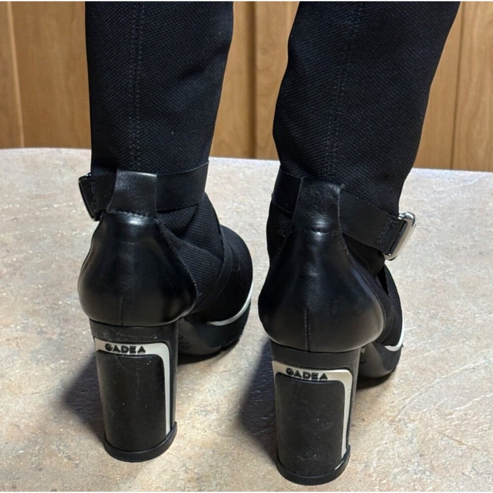 Gadea Black Stretch Sock Buckle Boots Leather Heels Made In Spain 37 Extralight - Picture 6 of 15